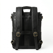 Luxury Black Genuine Leather Backpacks Travel Gear Blackridge Leathers Back View