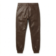 Luxury Brown Genuine Leather Pants Blackridge Leathers Back View