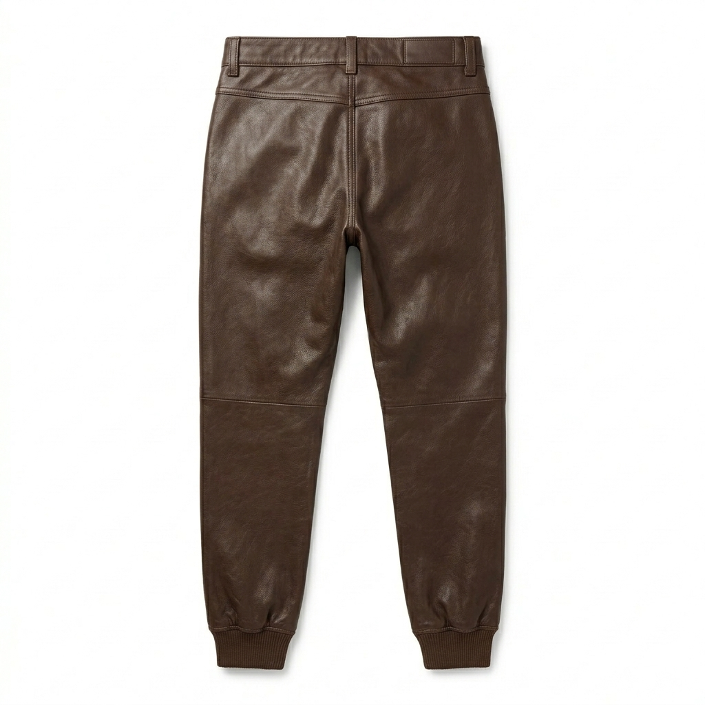 Luxury Brown Genuine Leather Pants Blackridge Leathers Back View