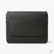 Premium Black Genuine Leather Laptop Sleeves Blackridge Leathers Back View