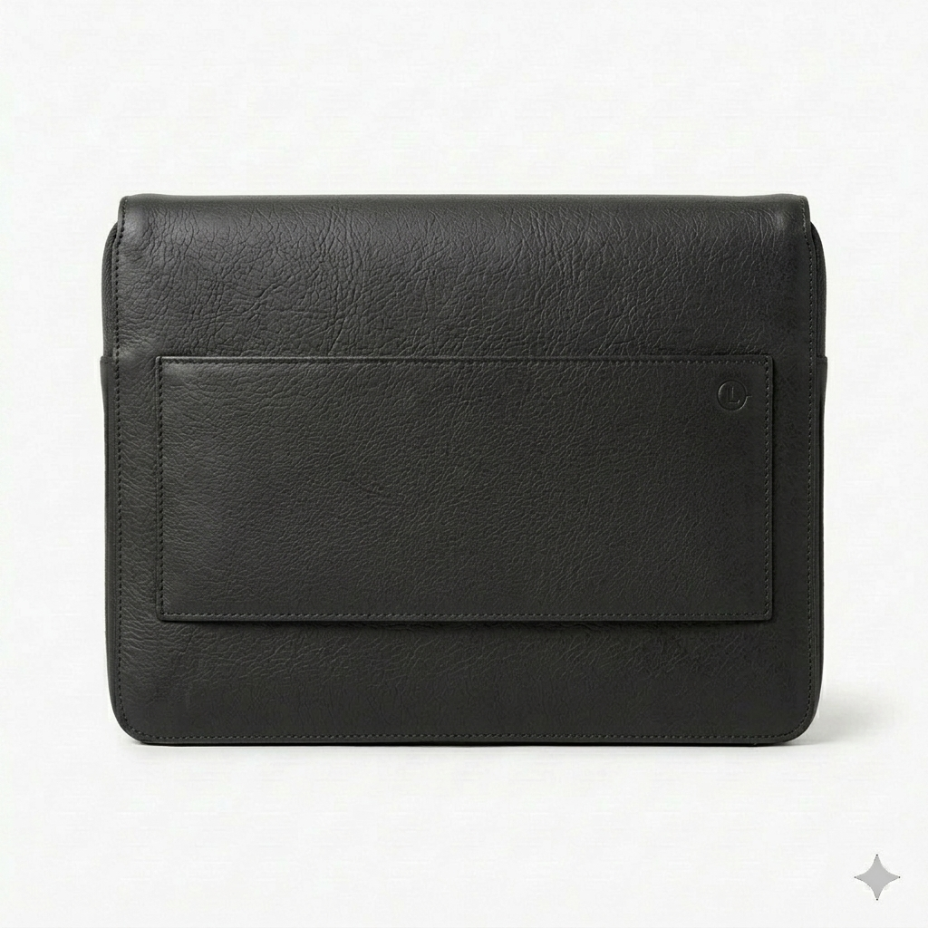 Premium Black Genuine Leather Laptop Sleeves Blackridge Leathers Back View
