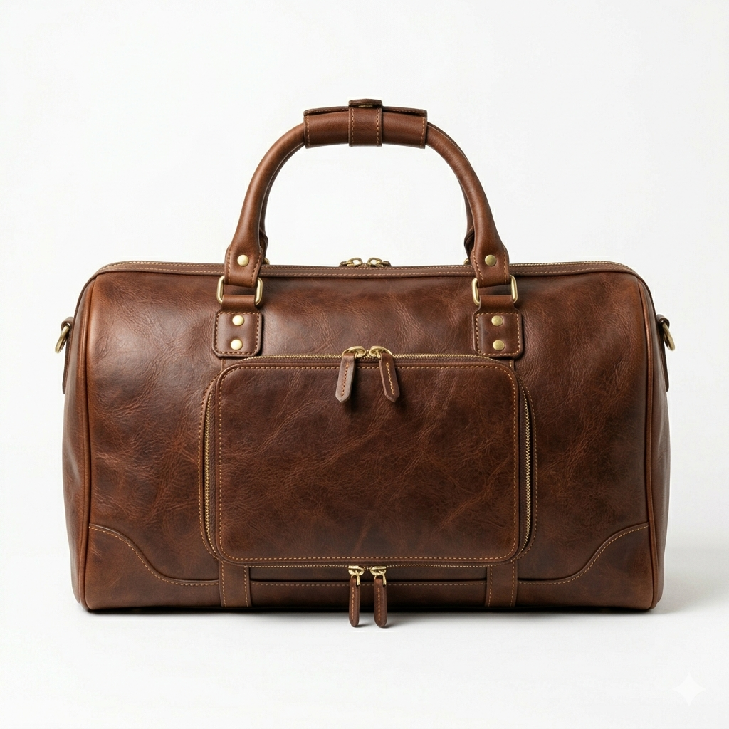 Premium Brown Genuine Leather Duffel Bags Blackridge Leathers Back View