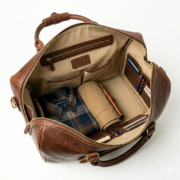 Premium Brown Genuine Leather Duffel Bags Blackridge Leathers Inner View