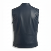 Premium Navy Blue Cowhide Real Leather Vest Blackridge Leathers Back View