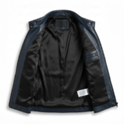 Premium Navy Blue Cowhide Real Leather Vest Blackridge Leathers Inner View
